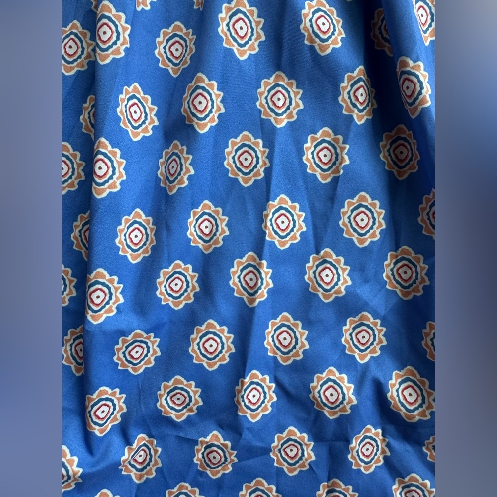 SHEIN | Blue Printed Shirred Waist Midi Dress XS Boho A-Line | WORN ONCE - Picture 3 of 5